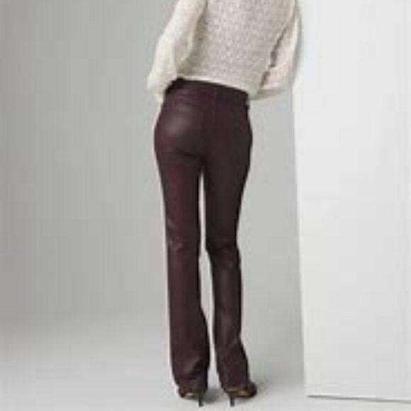 WHBM High Rise Coated Bootcut Jeans Vegas Coated Black Cherry size 00S - Picture 2 of 4